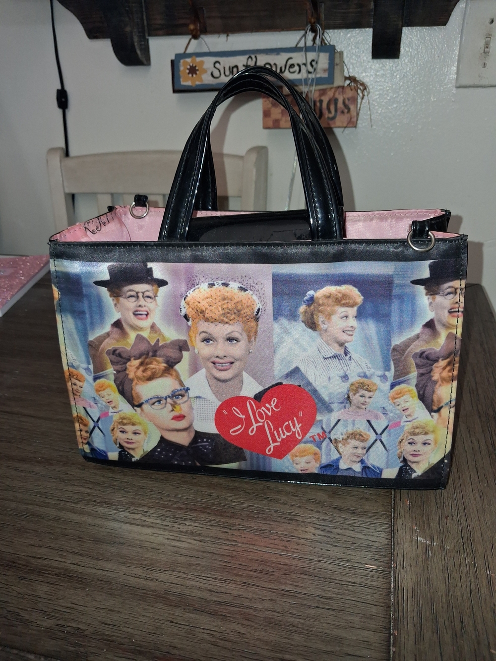 I Love Lucy Collage Tote Bag - Pink & Black